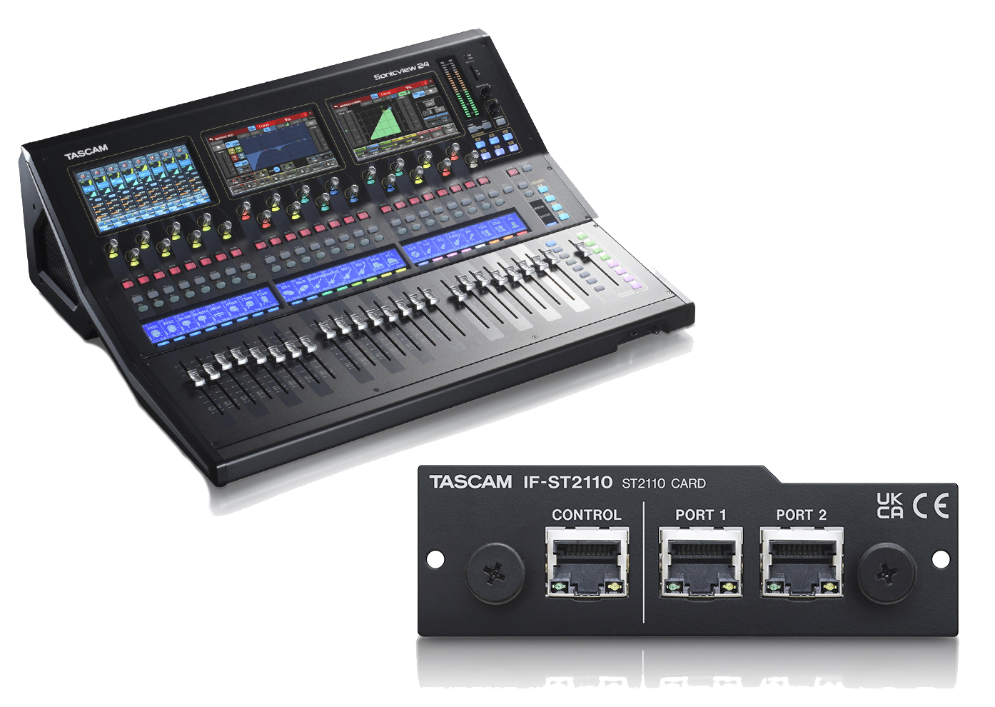 The new TASCAM IF-ST2110 expansion card adds new connectivitity to Sonicview 16XP/24XP digital consoles.